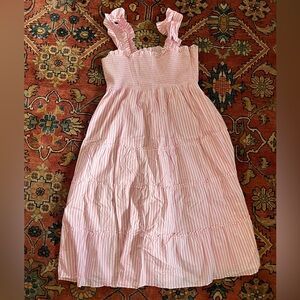 HillHouse home pink and white striped Nap dress